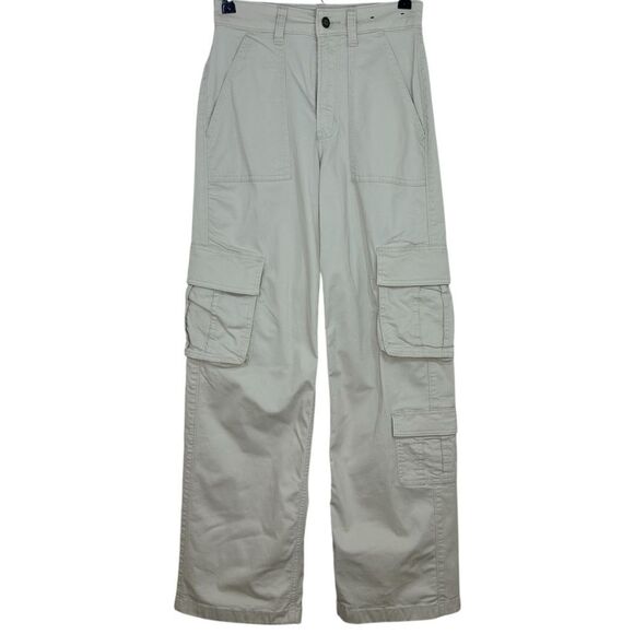Hollister Women’s 24 Ultra High Rise Baggy Cargo Pants Beige 3 Pocket Utility 00 - Picture 3 of 9
